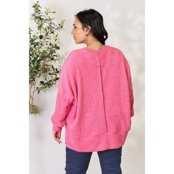 Zenana Full Size Center Seam Long Sleeve Sweatshirt