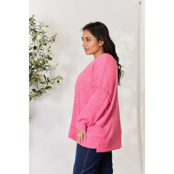 Zenana Full Size Center Seam Long Sleeve Sweatshirt