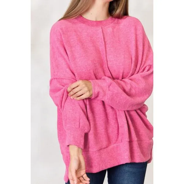 Zenana Full Size Center Seam Long Sleeve Sweatshirt