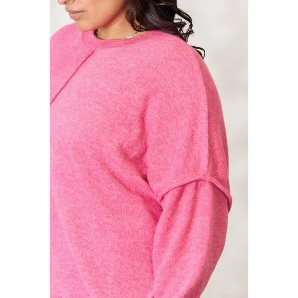 Zenana Full Size Center Seam Long Sleeve Sweatshirt