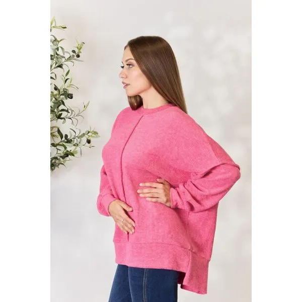 Zenana Full Size Center Seam Long Sleeve Sweatshirt