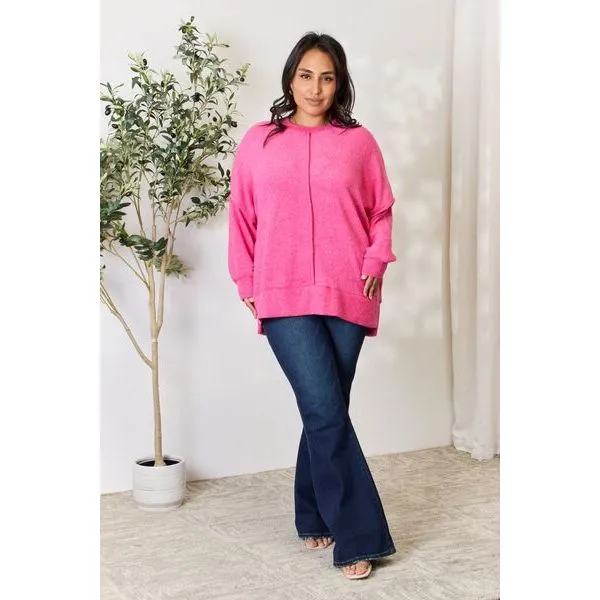 Zenana Full Size Center Seam Long Sleeve Sweatshirt