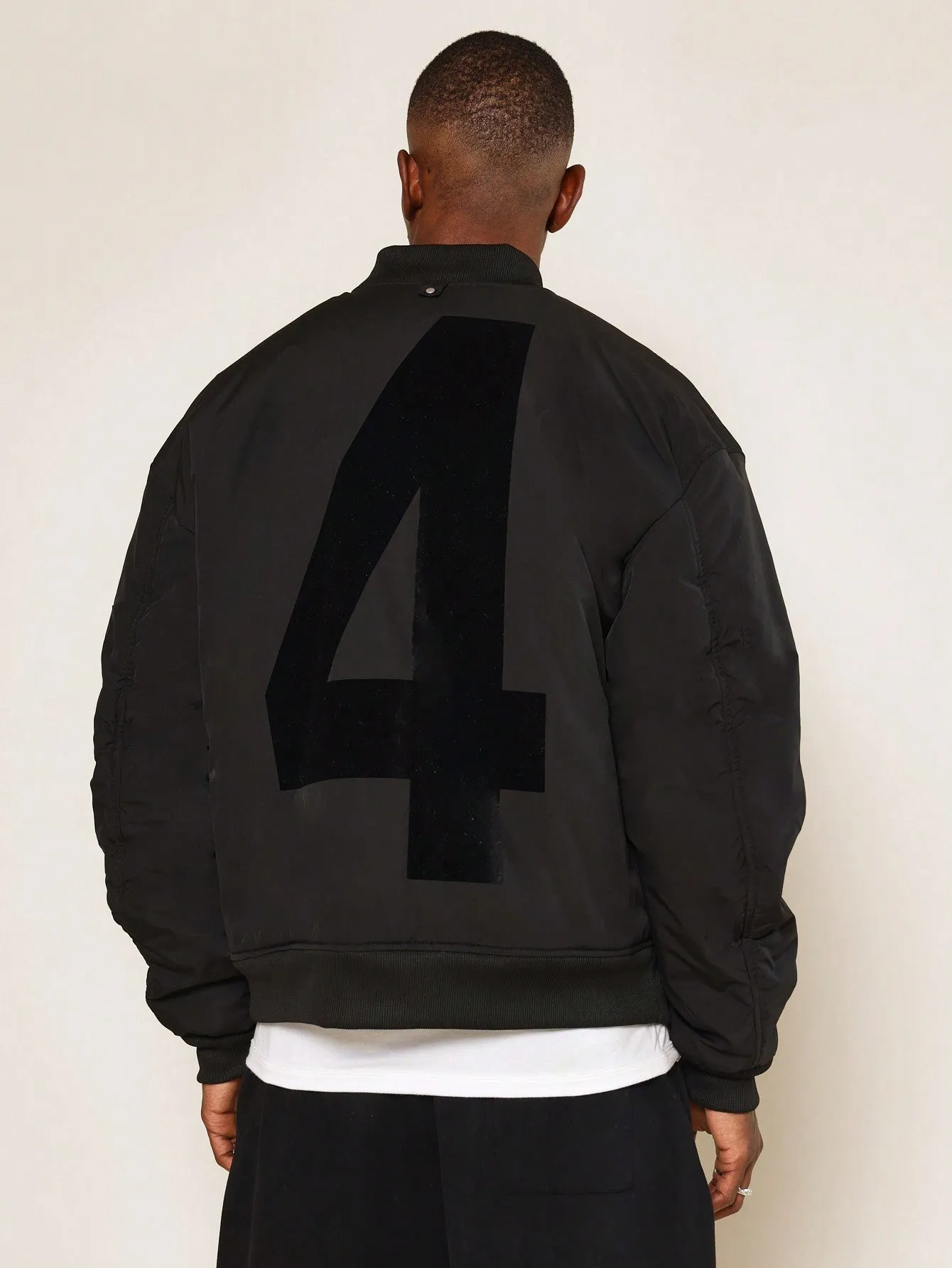 Zip Through Bomber Jacket With Back Number Graphic Print